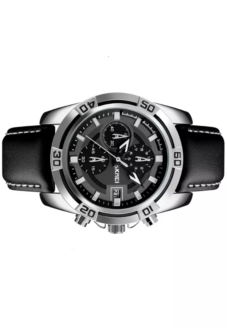 Jam Tangan Analog Pria Waterproof Strap Tali Material PU Leather RR15 ORIGINAL