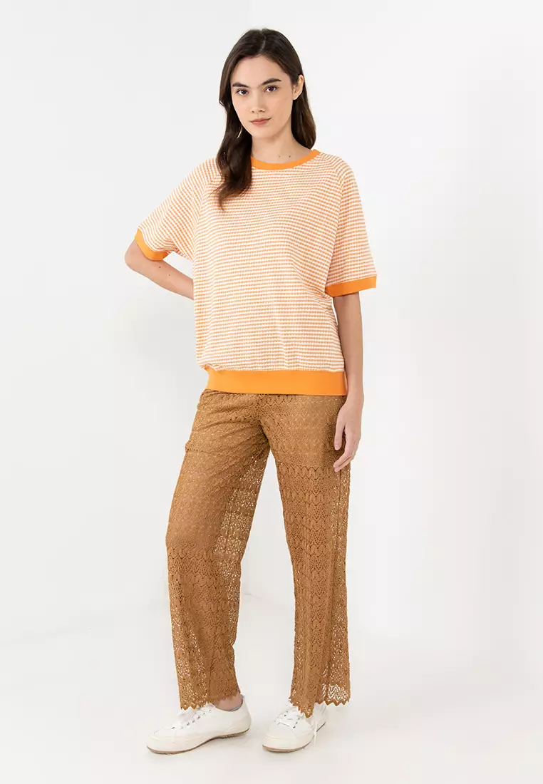 鏤空蕾絲清涼寬褲長褲