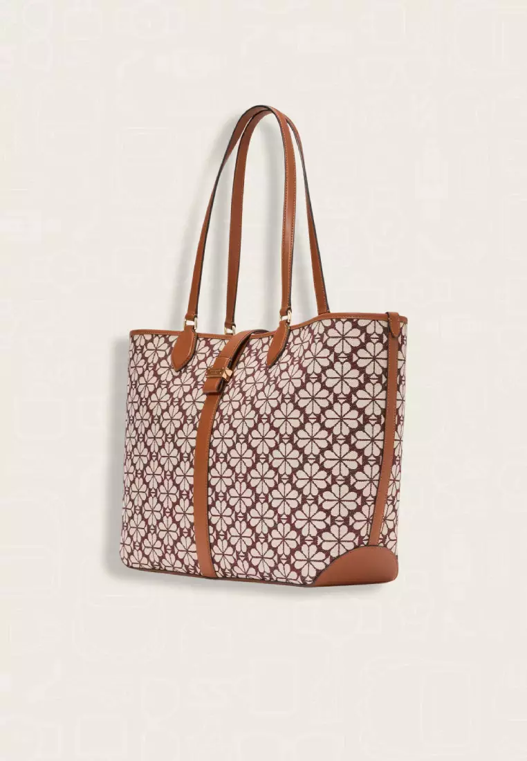Kate Spade Spade Flower Jacquard Large Open Tote Burgundy Multi