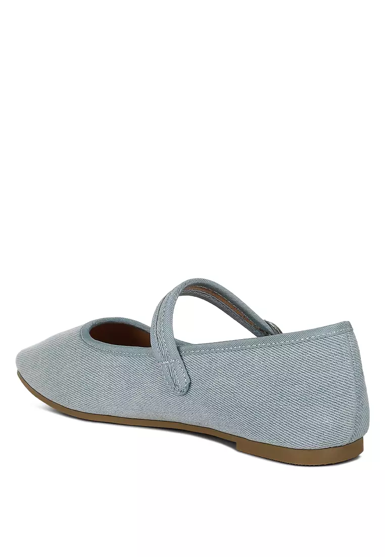 Blue Classic Denim Pin Buckle Ballerinas