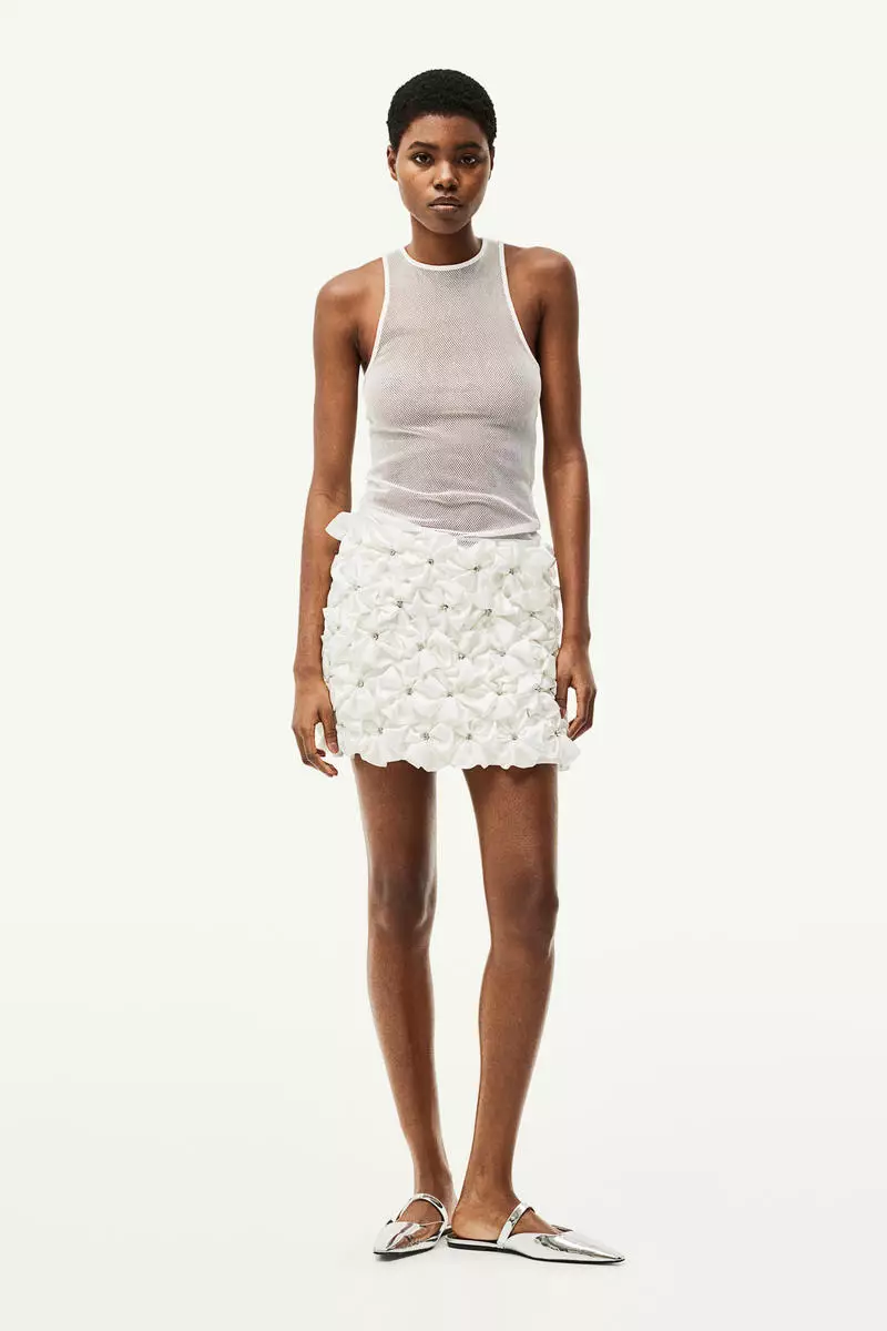 Rhinestone-embellished mini skirt