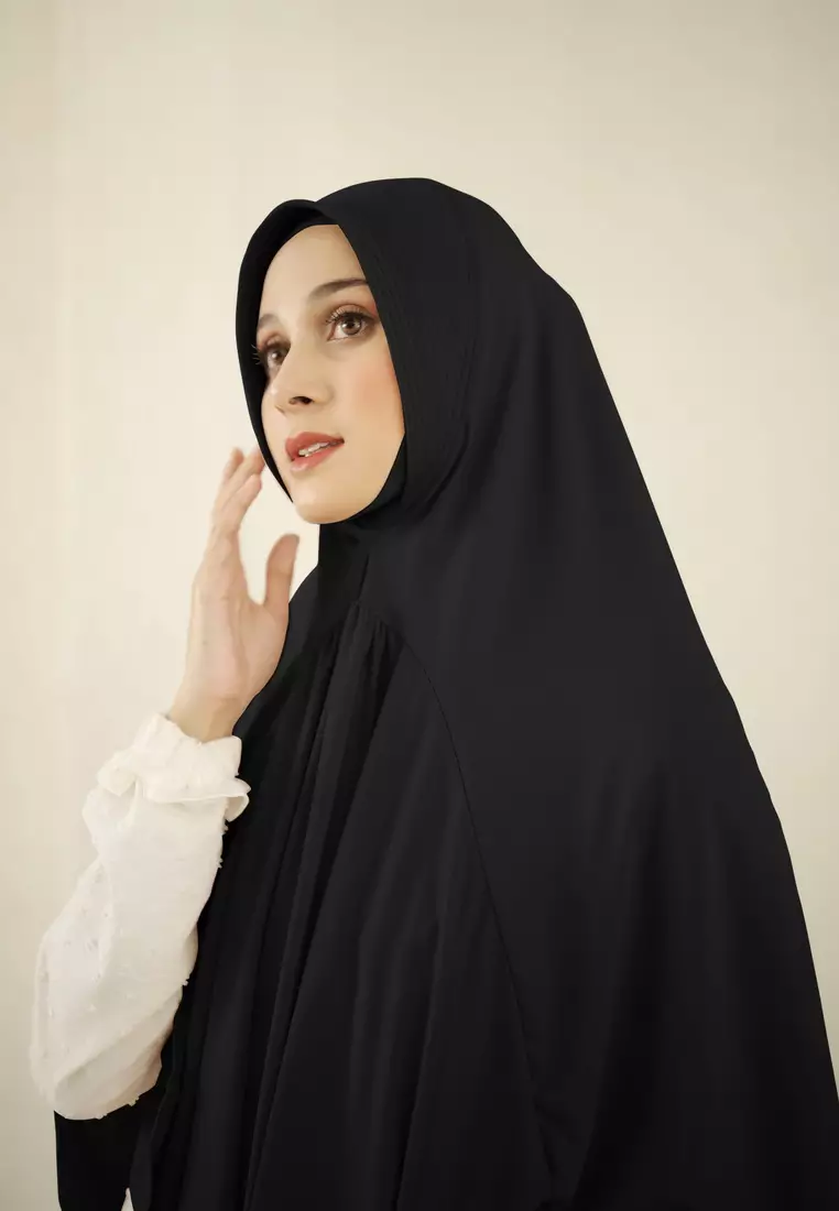 Kanira Bergo | Hijab Instan | Kerudung Umrah Hajj Jumbo - Black