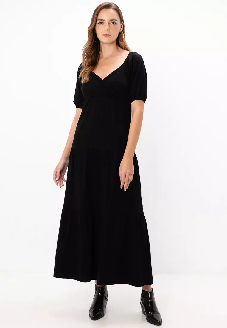 Buy ASOS Design Short Sleeves Wrap Tiered Midi Dress 2025 Online