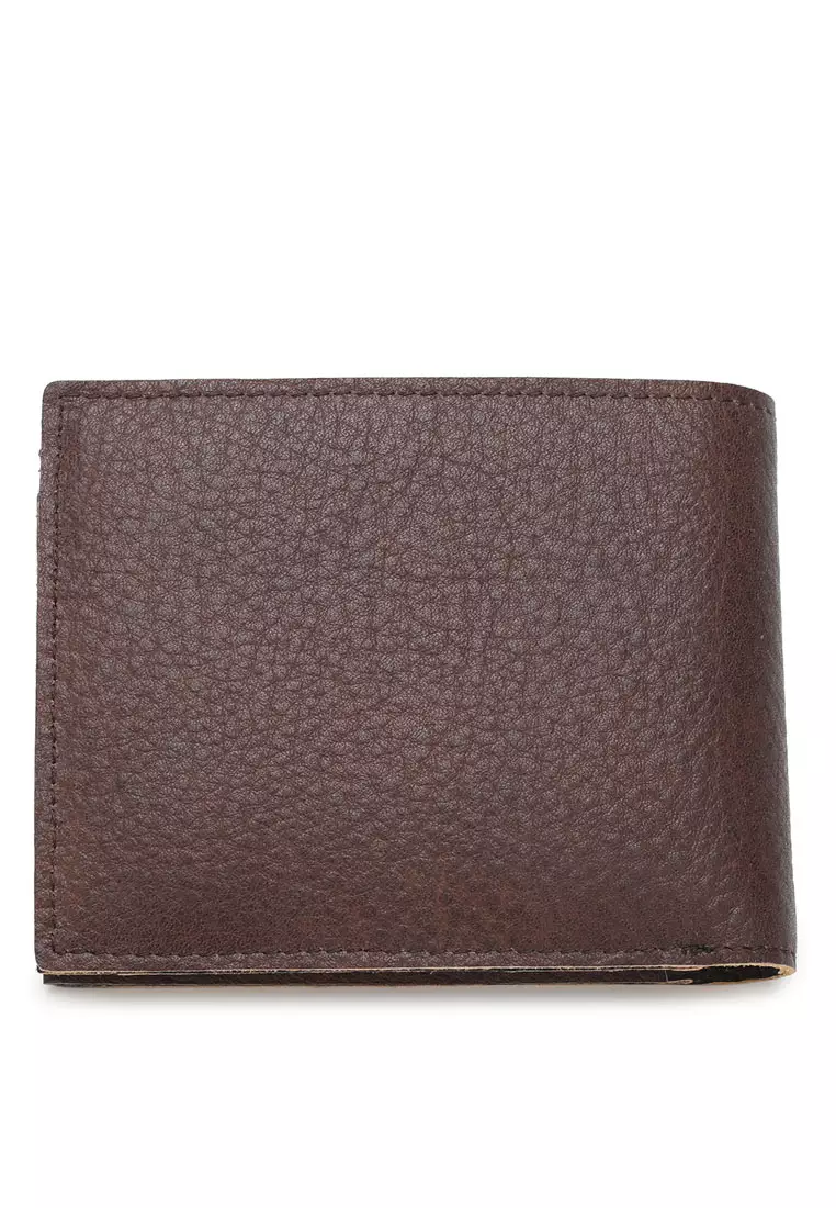 Men's RFID Genuine Leather Bi Fold Center Flap Short Wallet With Coin Compartment