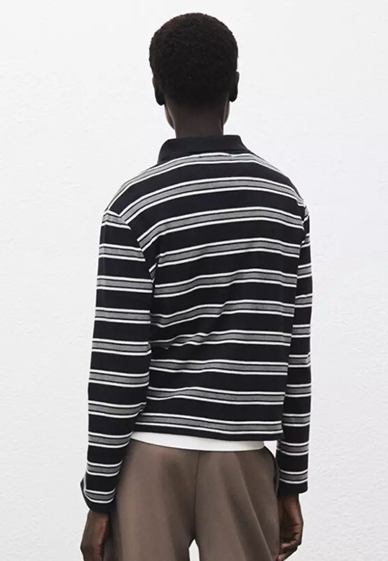 Striped Polo-Neck T-Shirt