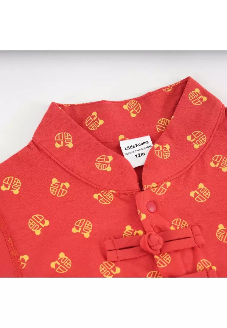 Blessing and Joy Family Set with Lucky Fu Characters Baby Boy Cheongsam Romper 0831