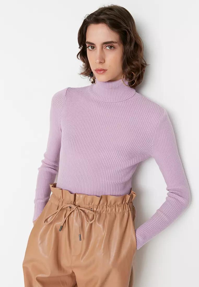 Purple hotsell ribbed turtleneck