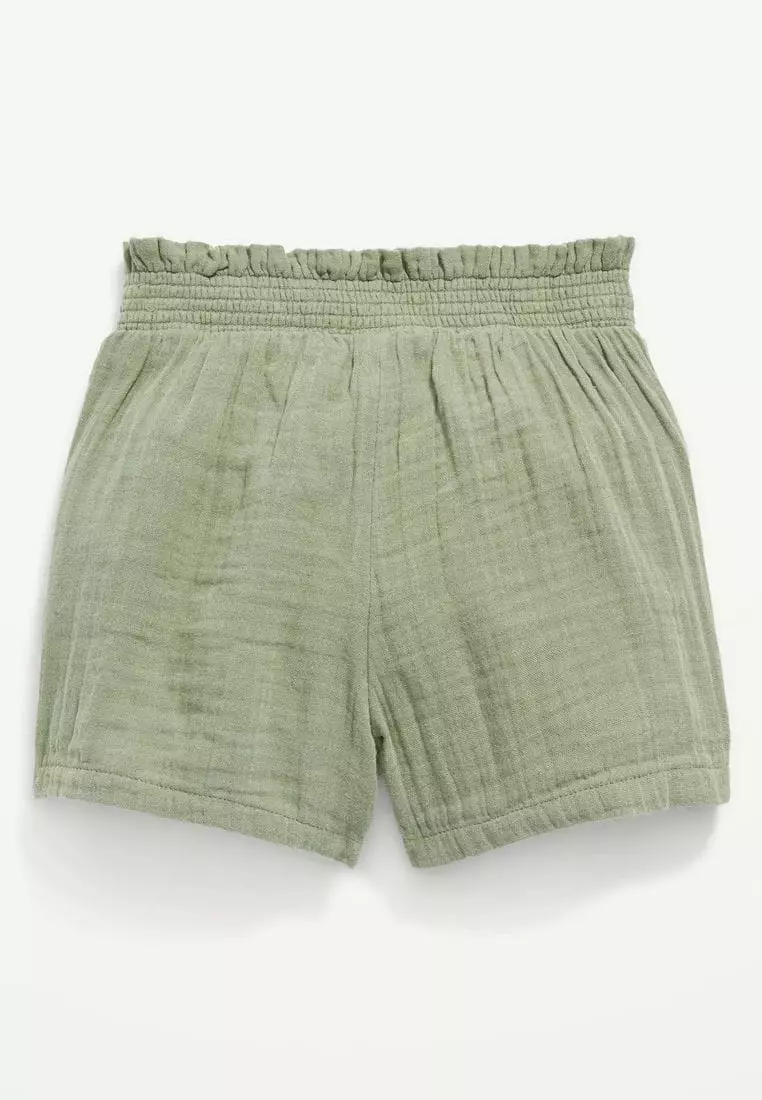 Smocked-Waist Pull-On Shorts for Toddler Girls