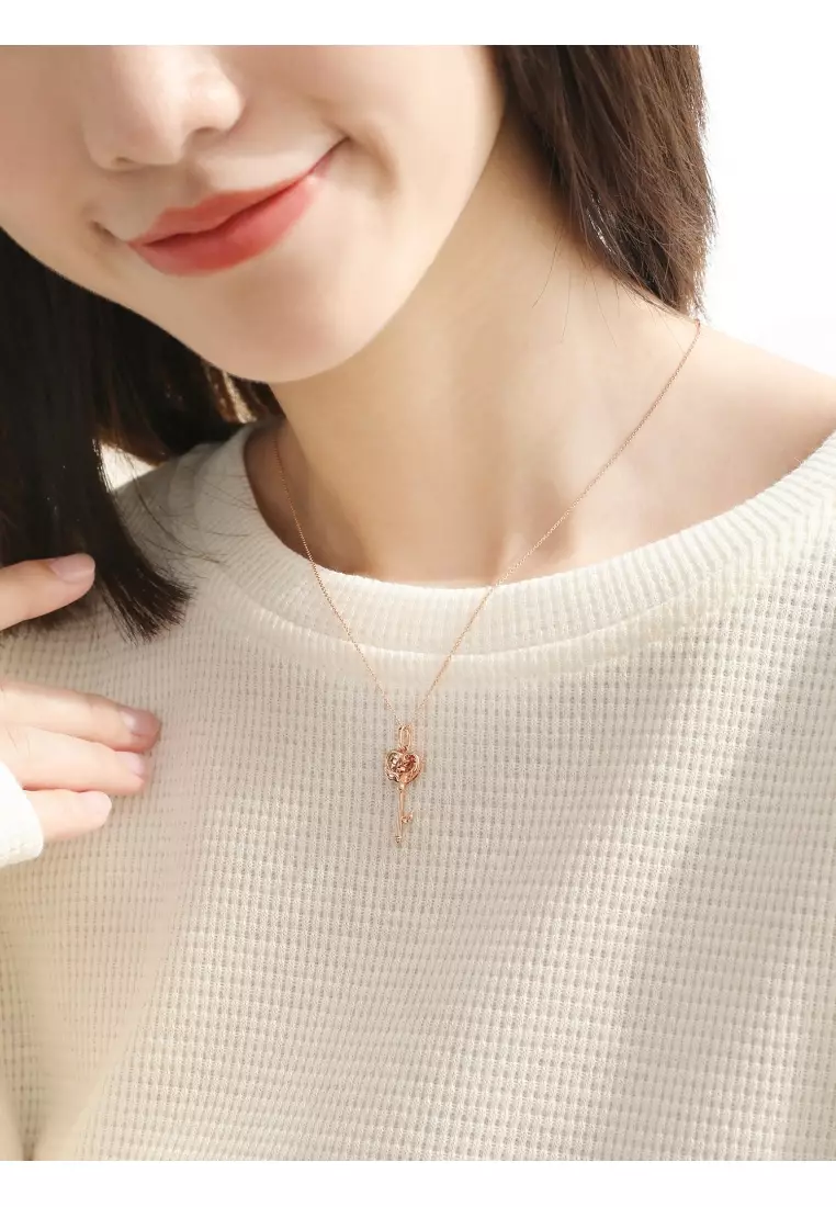 Delicate Gold 18K Rose Gold Romantic Hearted Key Pendants for Women 92776P (Necklace not included)