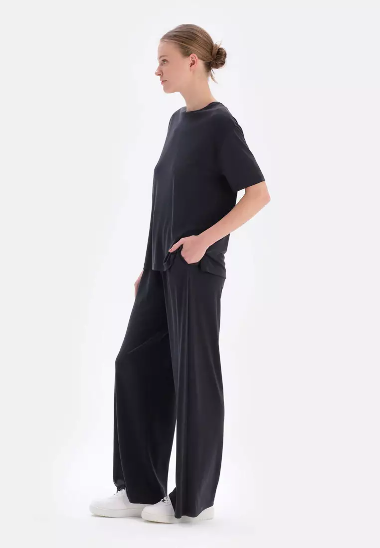 Black Trousers, Regular, Long Leg, Loungewear for Women