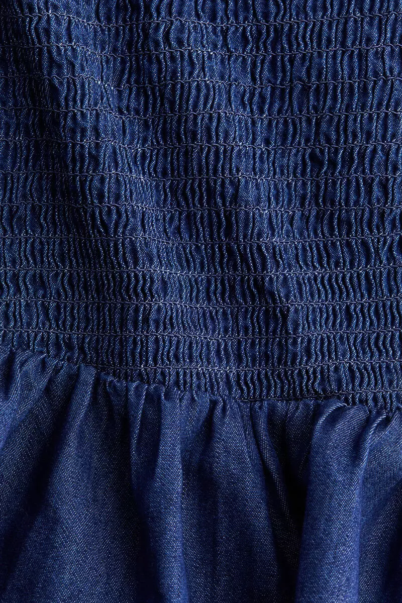 Smocked denim skirt