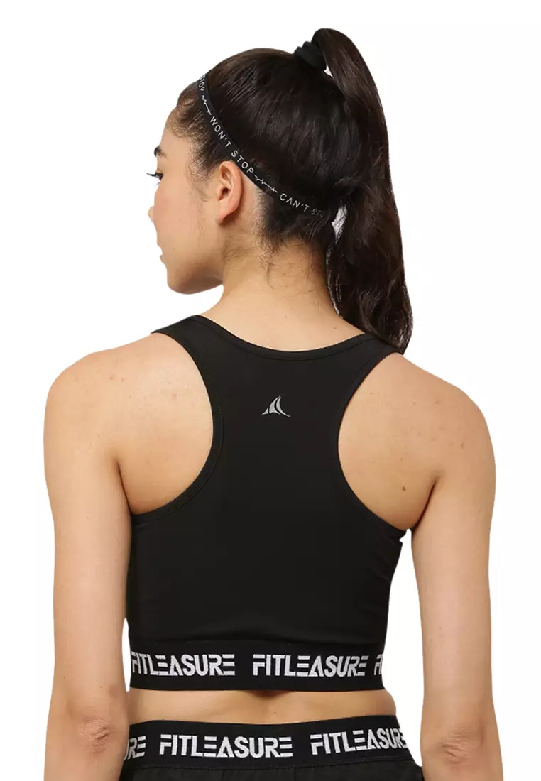 Buy Fitleasure Fitleasure Breathable Dry Fit Black Padded Training Sports  Bra Online