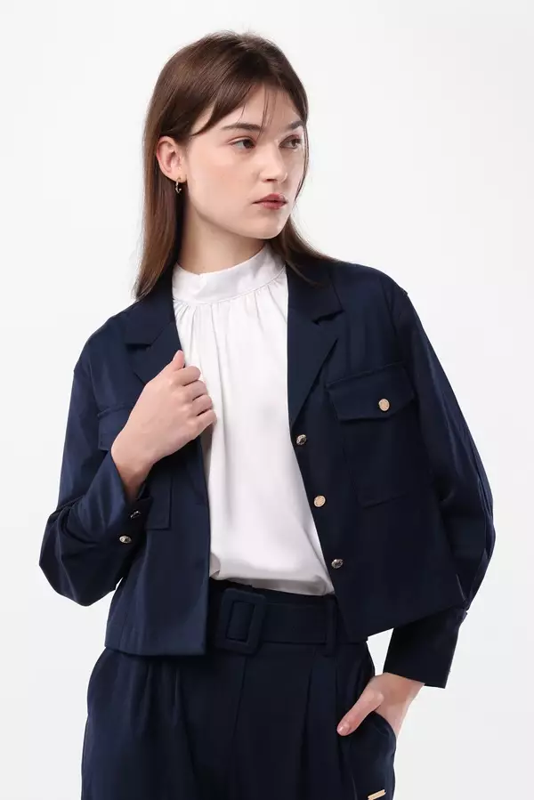 MINIMAL/Emily In Paris - Eliose - Crop Jacket - Blue Warna Blue