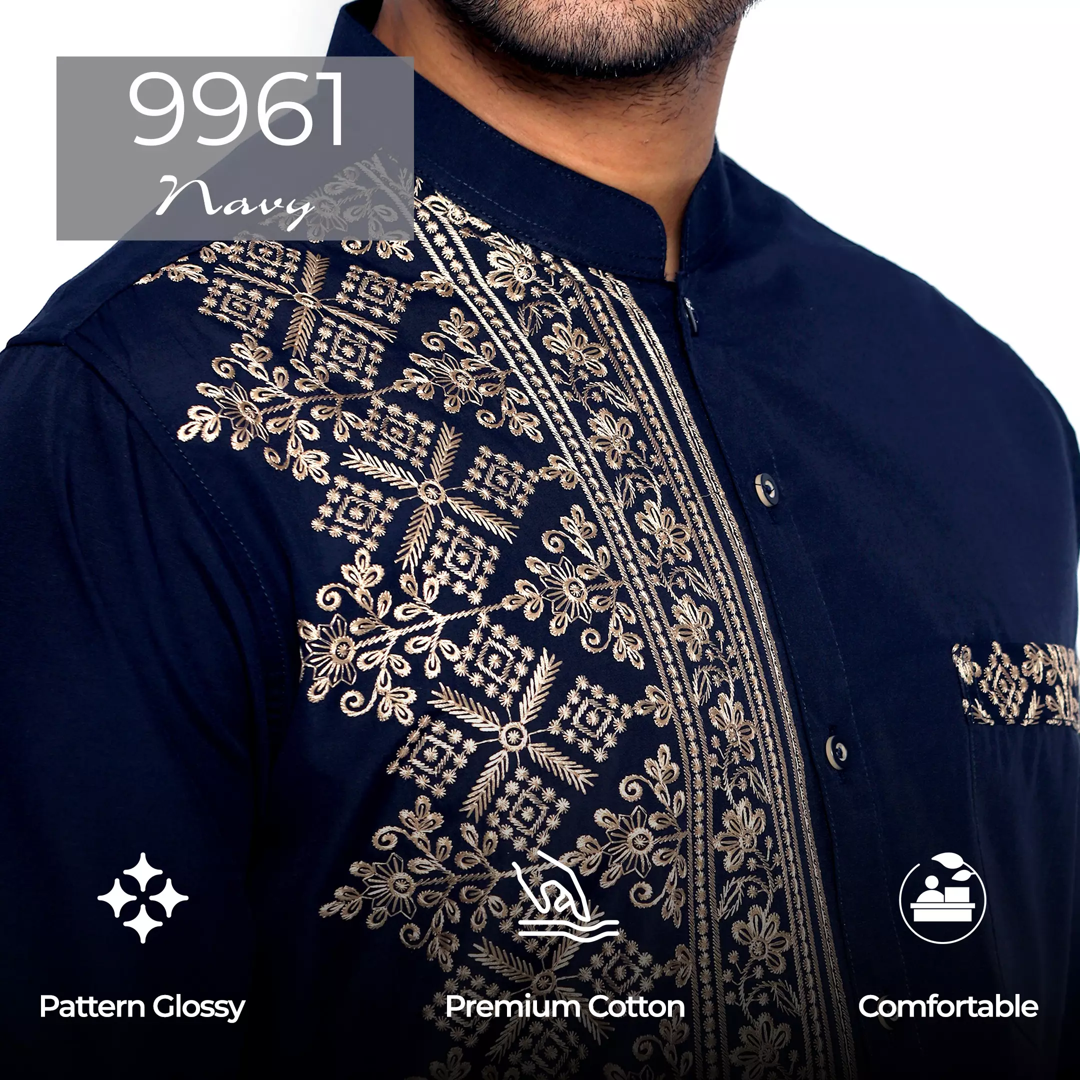 Casella Baju Koko Pria Lengan Panjang Premium Edisi Koko Sultan 9962 Navy