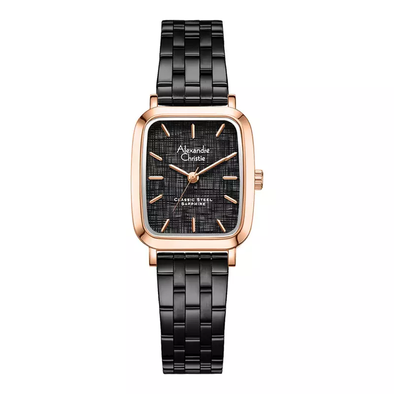 Jam Tangan Wanita Alexandre Christie Classic Steel AC 8699 LH BBRBA-1 Ladies Black Dial Black Stainless Steel Strap