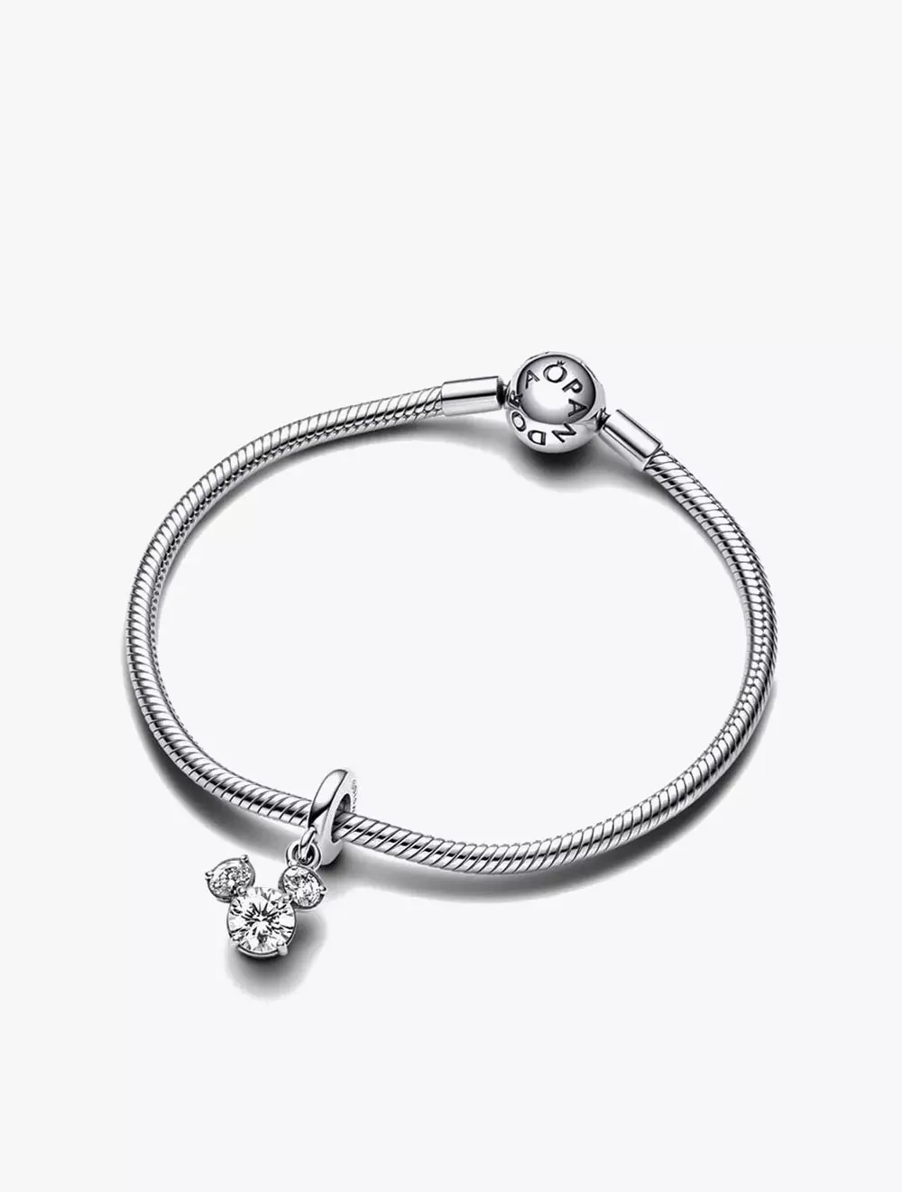 Disney Mickey silhouette sterling silver dangle with clear cubic zirconia