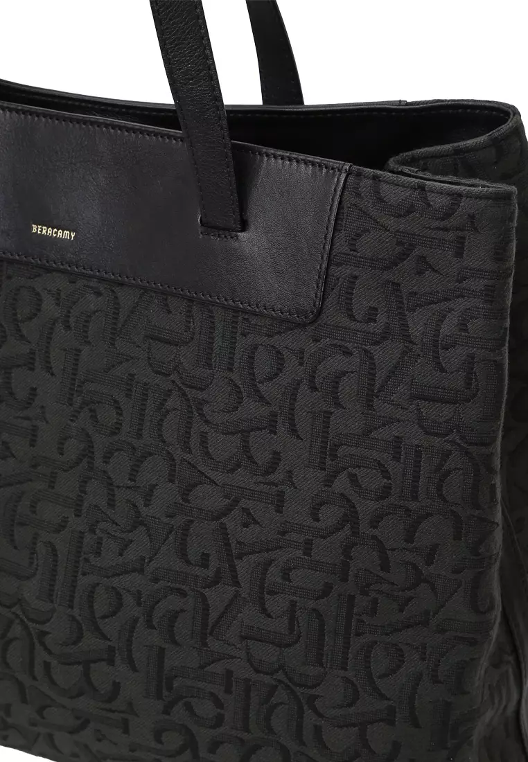Soft-Structured Trapezoidal Canvas Tote Bag - Black