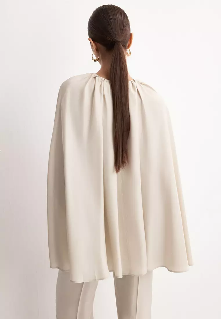 Blouse With Slits & Ruched Neckline