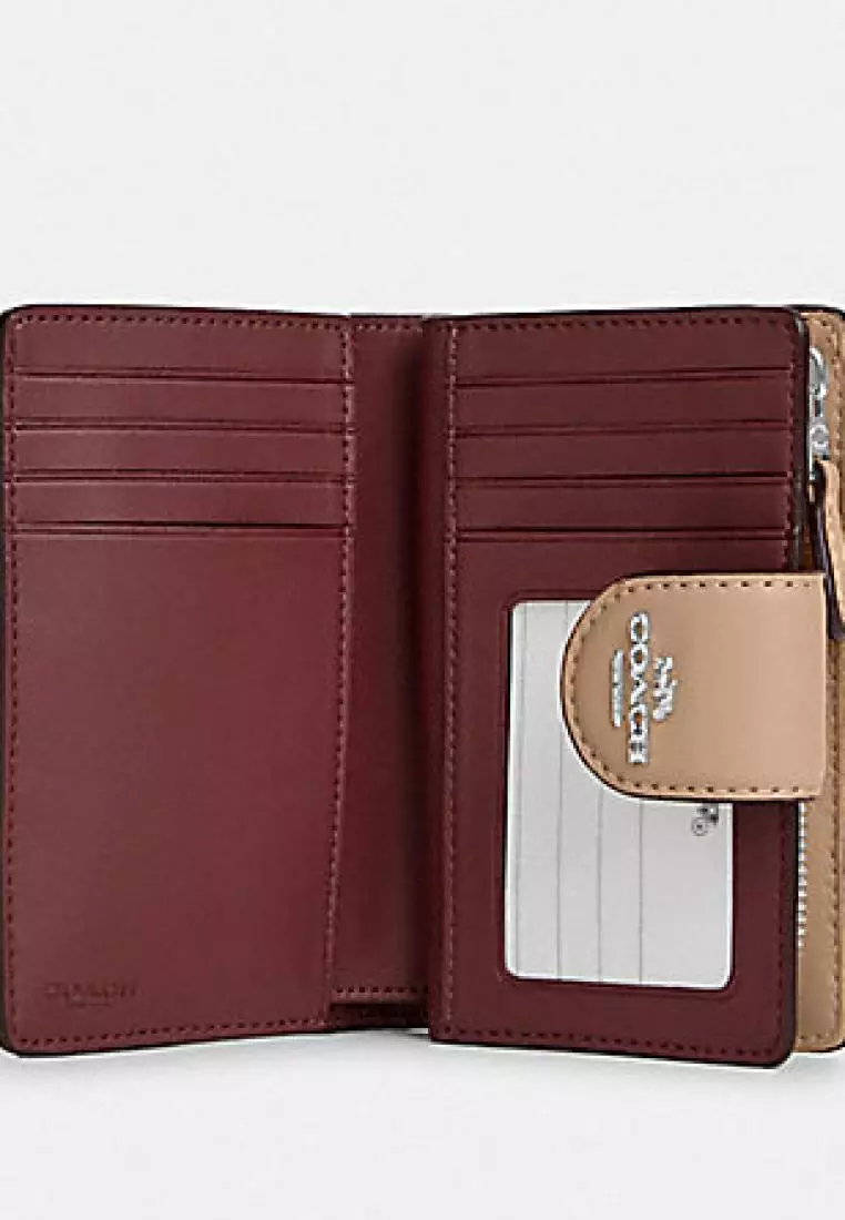 Coach Medium Corner Zip Wallet With Signature Leather Taupe