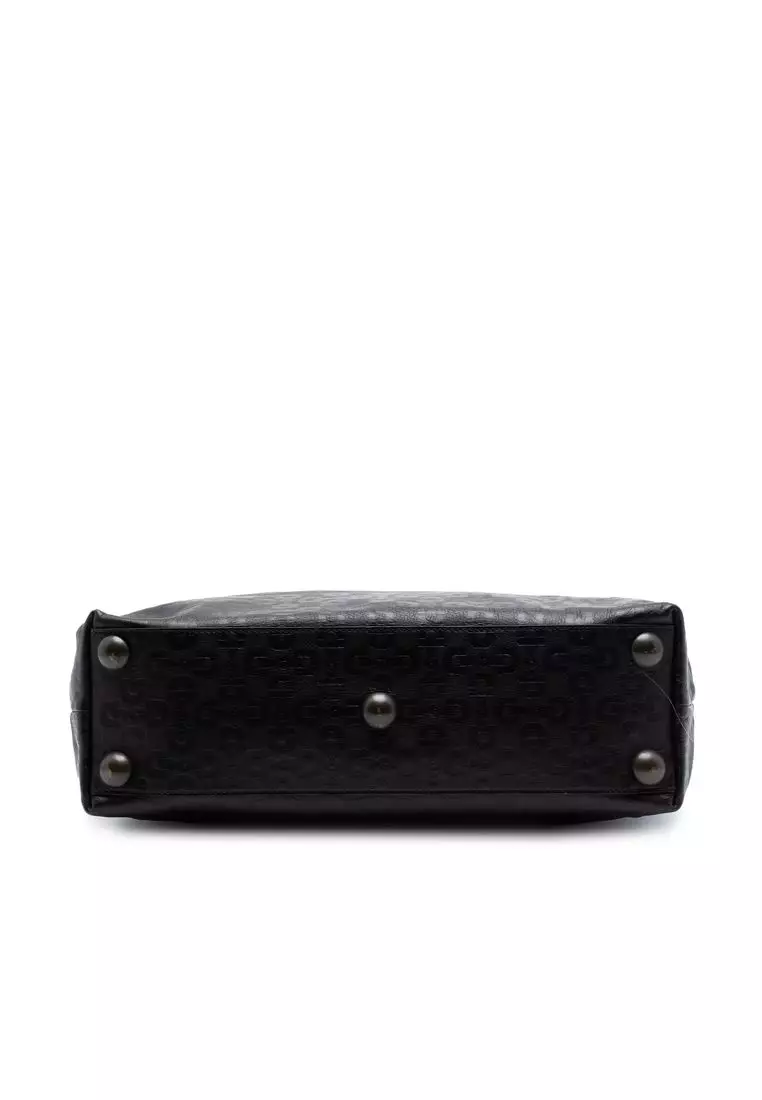 Pre-Loved Gucci Embossed Studded Leather Horsebit Tote