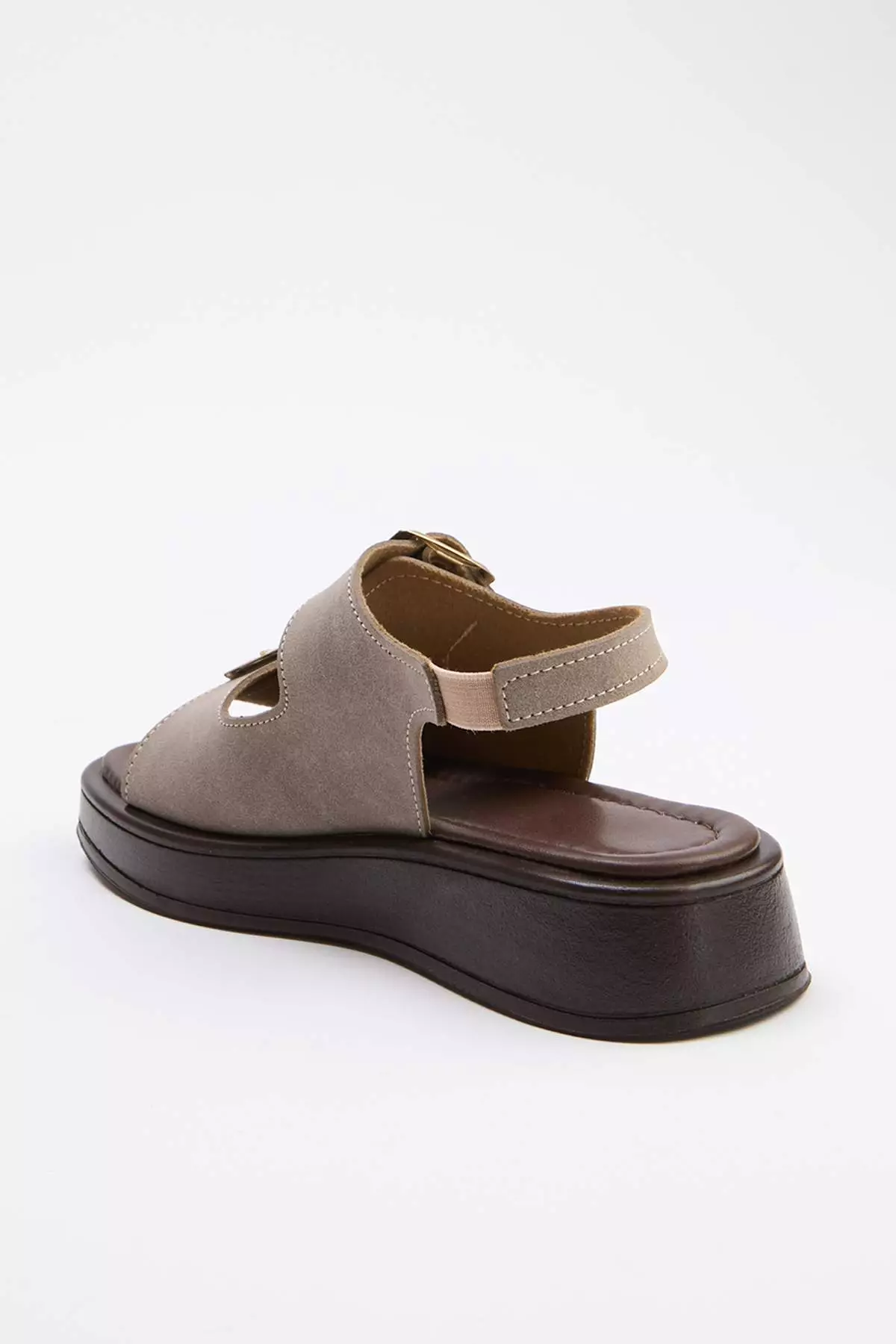 Mink Nubuck Double Buckle Women'S Thick Sole Sandals Takaw25Sd00000