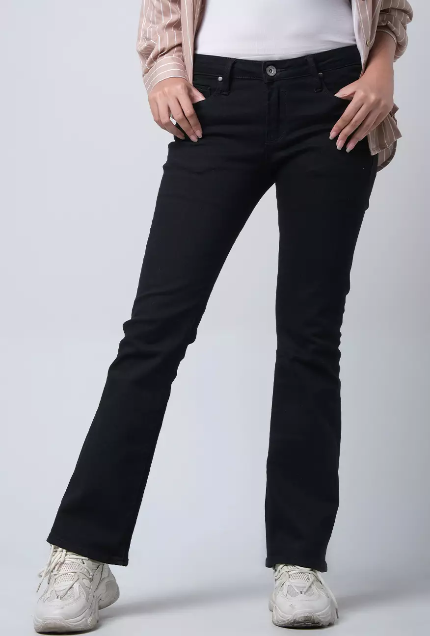 Celana Wanita Bootcut E5 Series Black Middle Waist