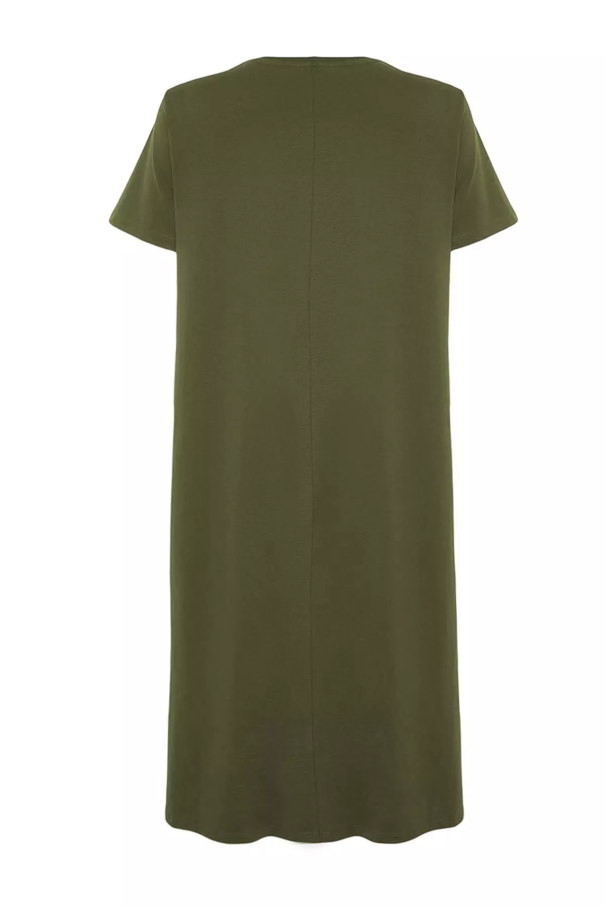 Khaki Midi 100% Cotton Knitted T-shirt Dress TBBSS24AH00067