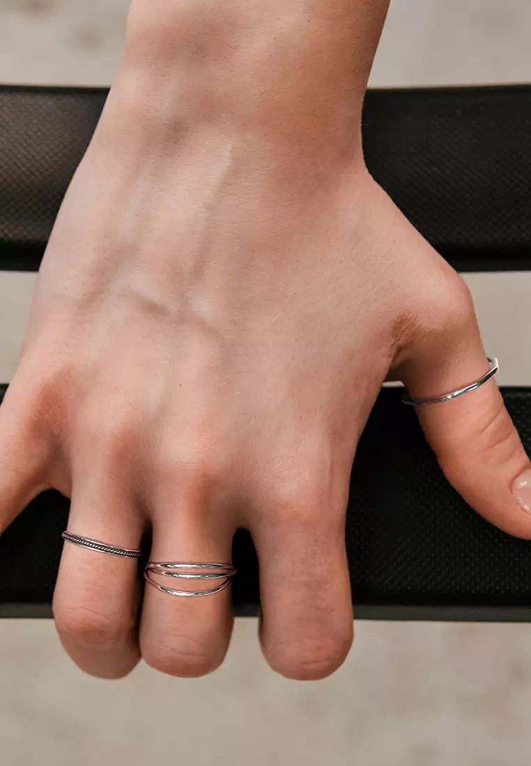 Solid 925 Sterling Silver 3 in 1 Interlink Wedding Ring