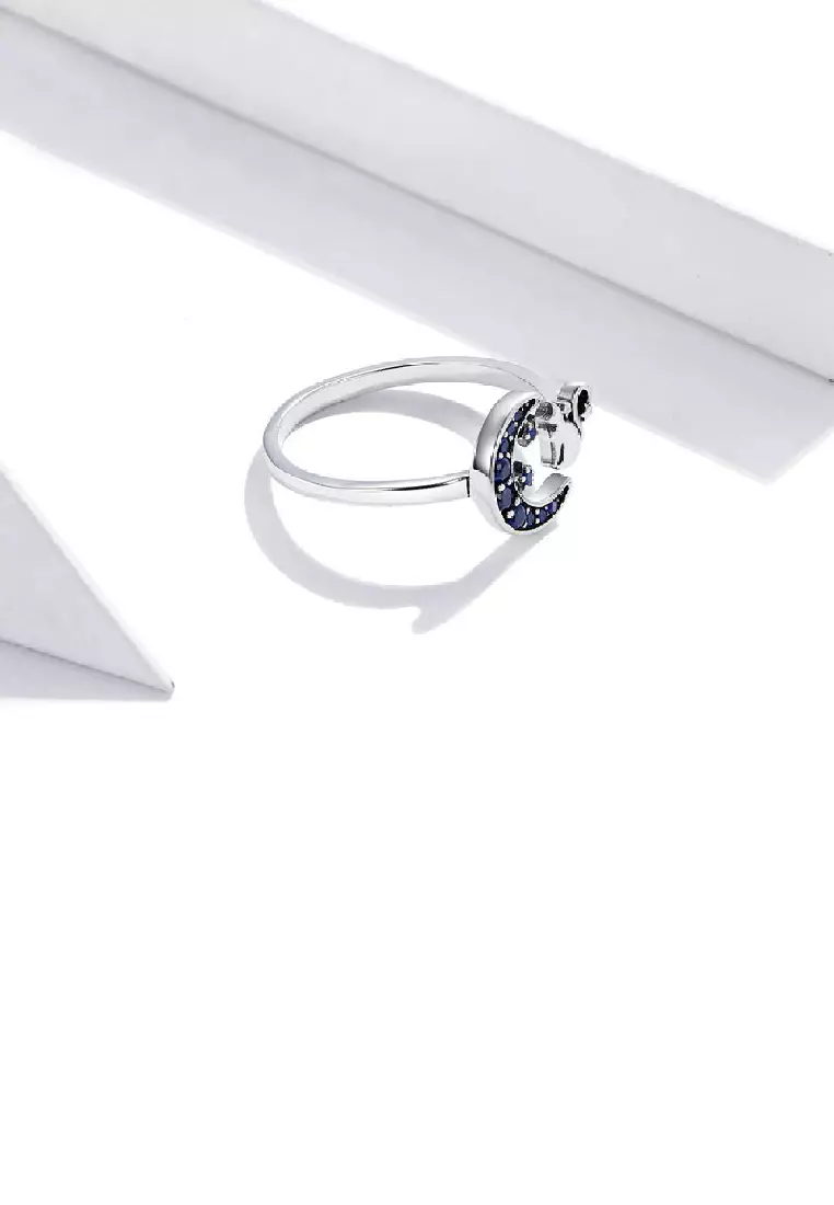 8mm Celtic Knot Ring - 925 Sterling Silver Black Cubic Zirconia Adjustable Open Ring - View #3