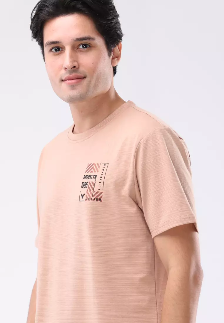 Round Neck Streaky Short Sleeves