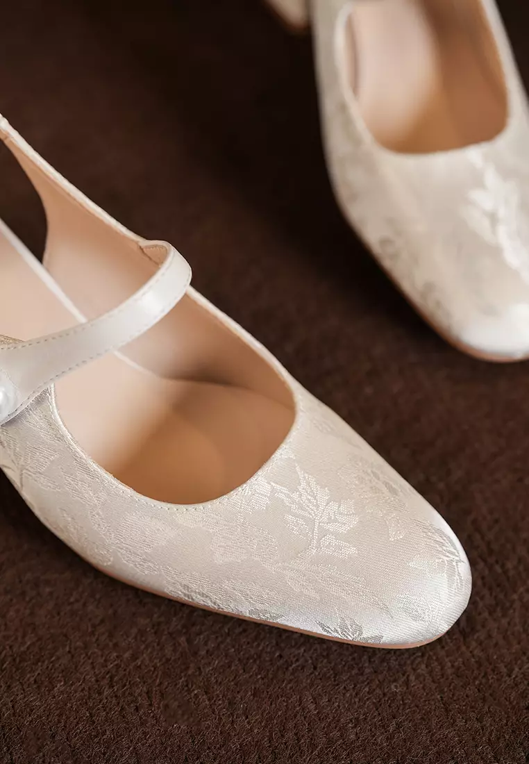 6CM Cotton Print Slingback High Heel BY664-39