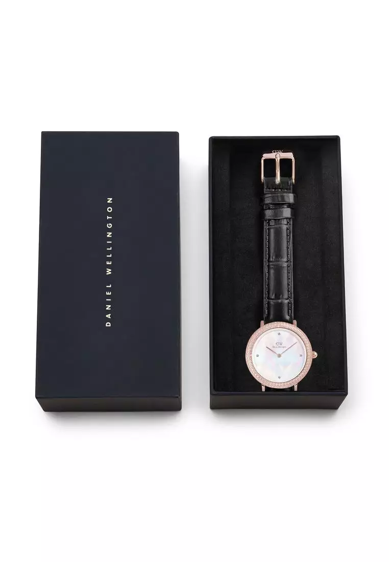 Crystalline Bezel Black Croc Rose Gold - Women Watch stainless steel watch DW Official Authentic Original