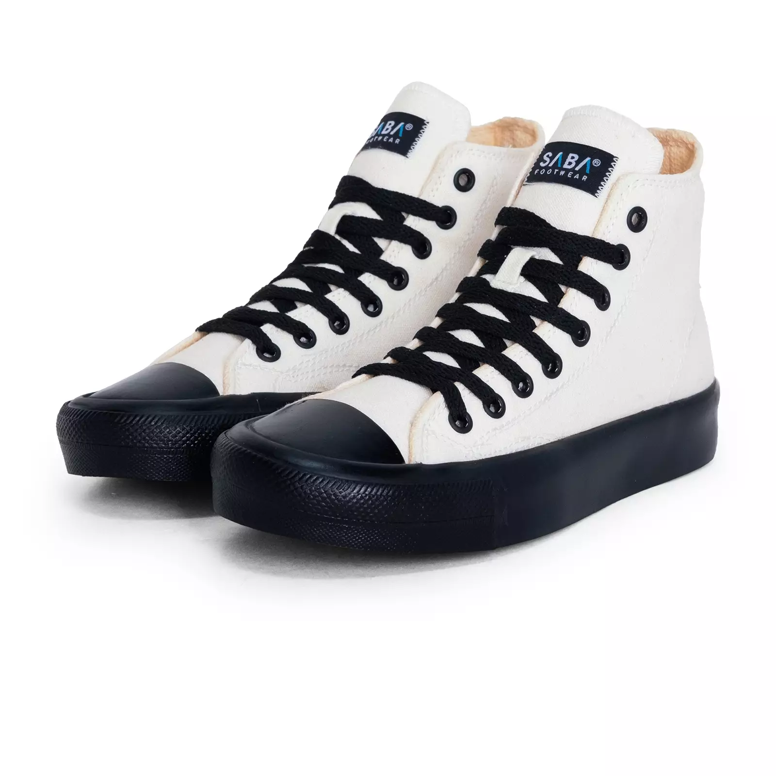 SABA Vintage High Off White Black - Sepatu Sneakers Casual Pria Wanita