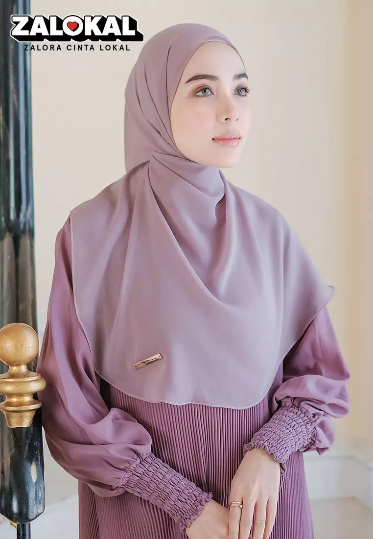 Ovel Shawl (Pashmina Oval Lozy x Hamidah) Purple Pastel