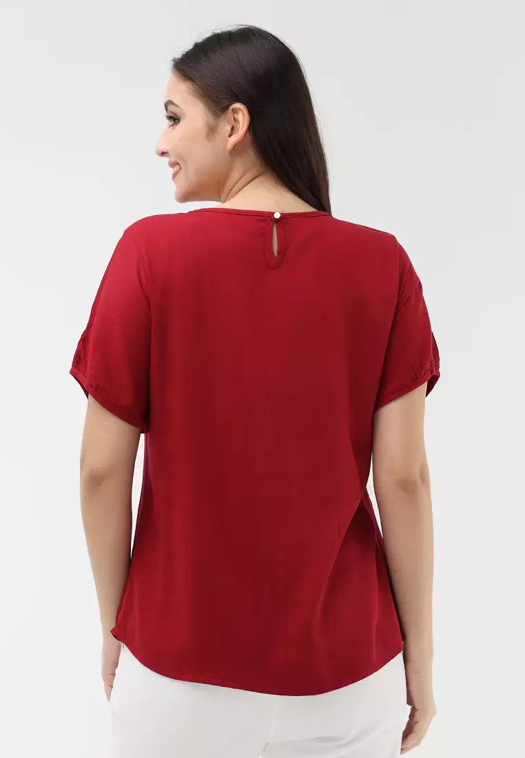 Single Twill Woven Short Sleeves Blouse