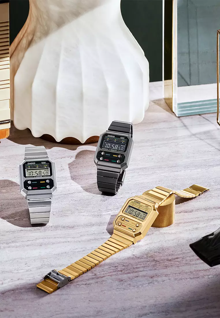 Casio - Jam Tangan Digital Wanita - Gold - Stainless Steel Bracelet - A100WEG-9ADF