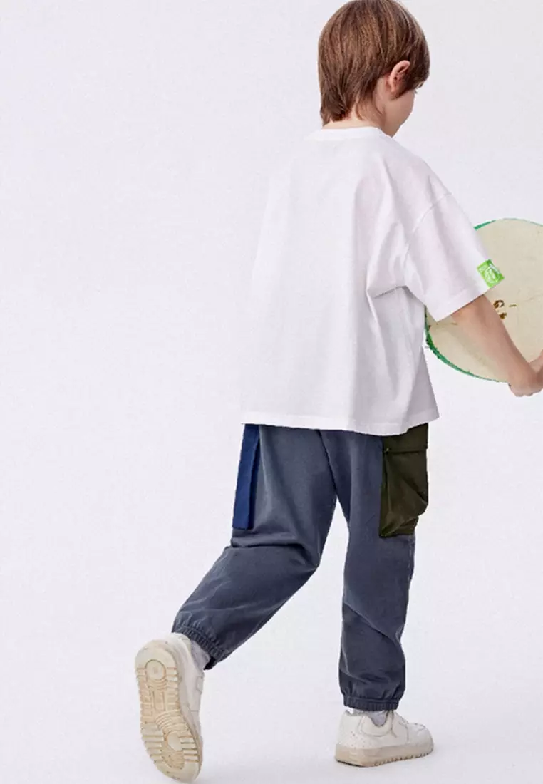 Two Shade Pocket Graphic Print Long Pant