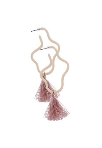 Jual Saturation Organic Tassel Hoop Earrings Original Zalora