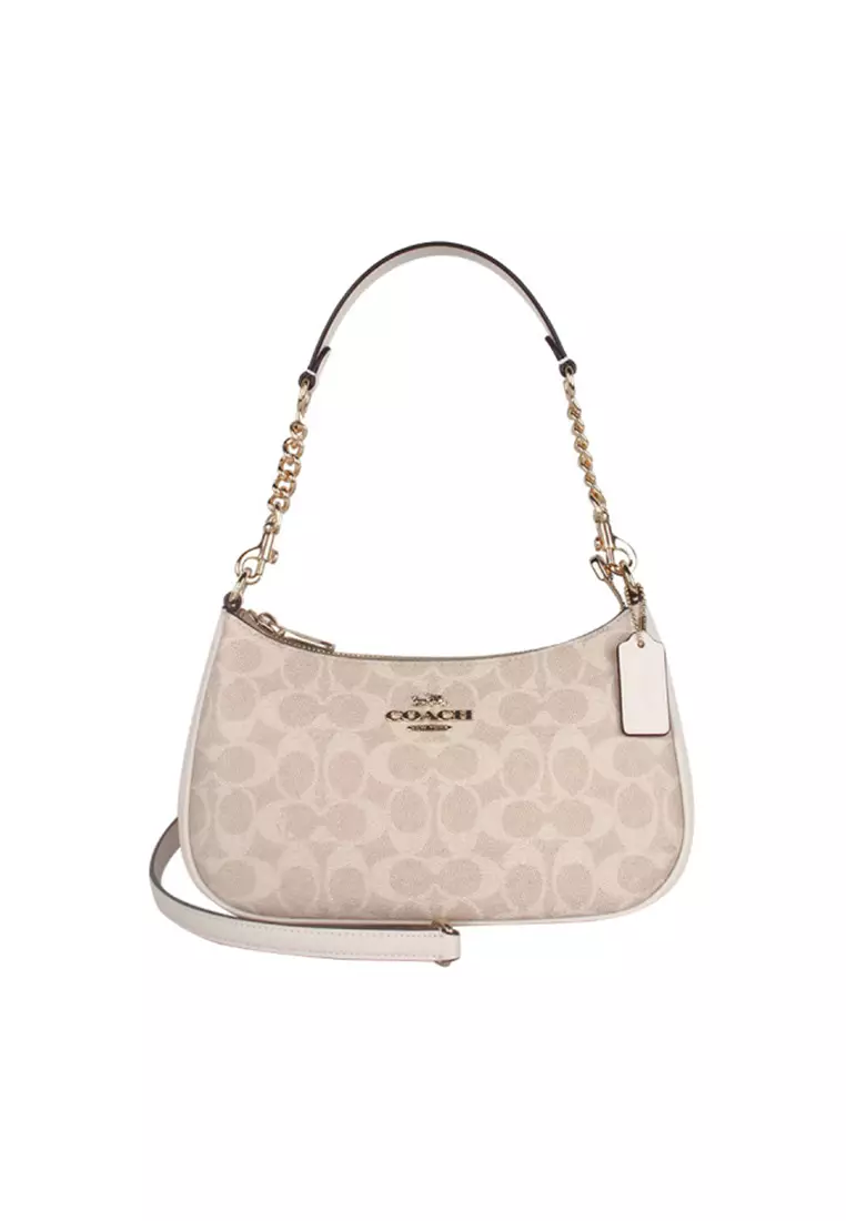 Teri Shoulder Bag In Signature Canvas Sand Chalk CV933