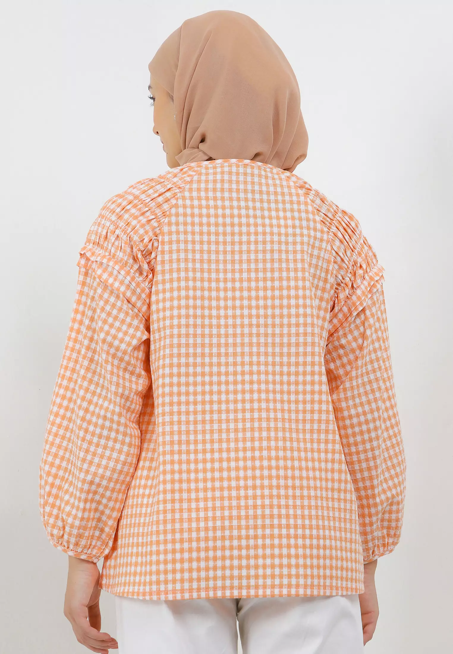 MFMW Danaria Atasan Blouse Orange Motif Kotak