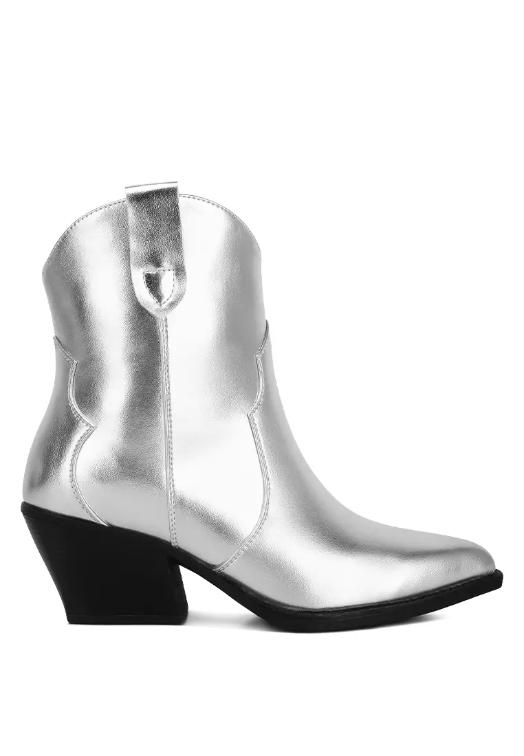 Discount on London Rag  shoes - SKU: Ott Metallic Faux Leather Boots In Silver