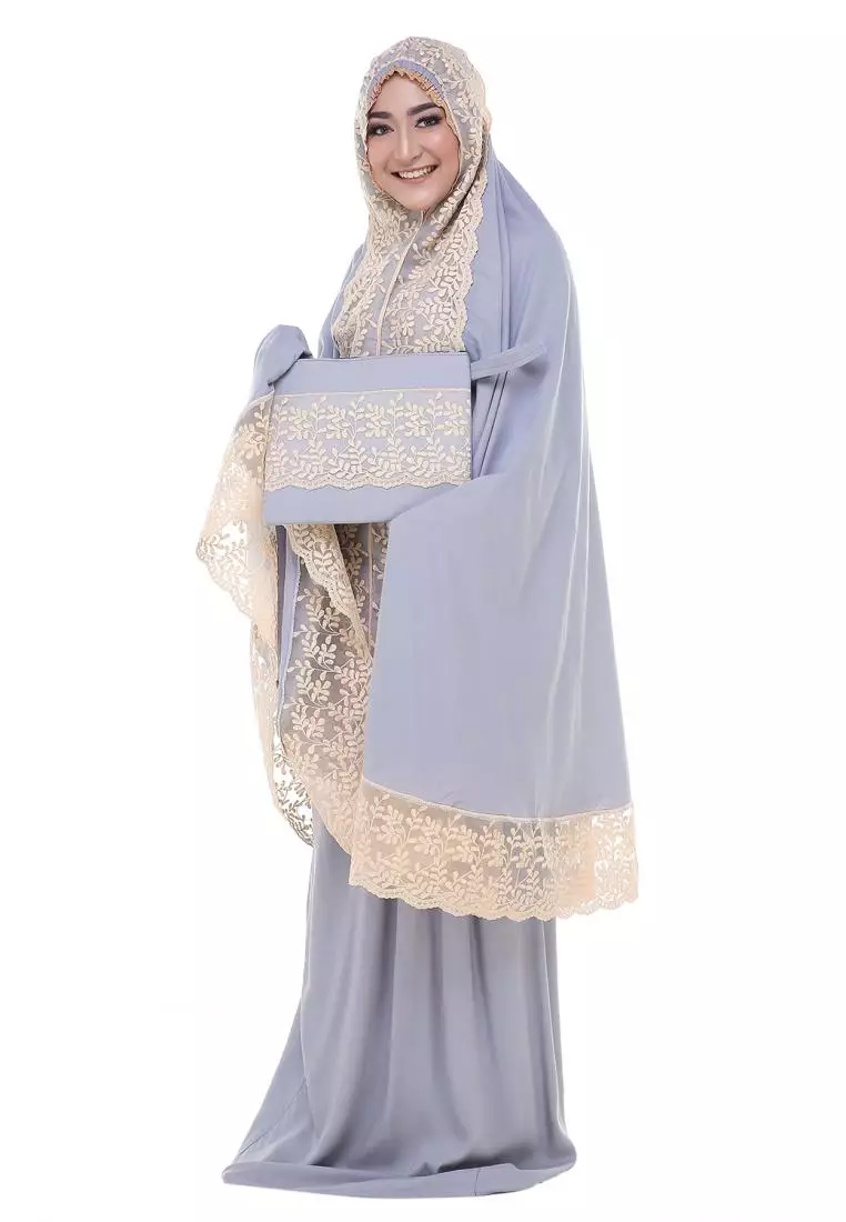 Prayer Set Premium Mukena Lace Brukat Najwa - Abu