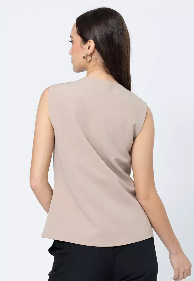 Amara Sleeveless Vest Top with Pocket Flap Details