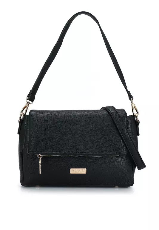 Pebbled Flap Over Convertible Top Handle Bag