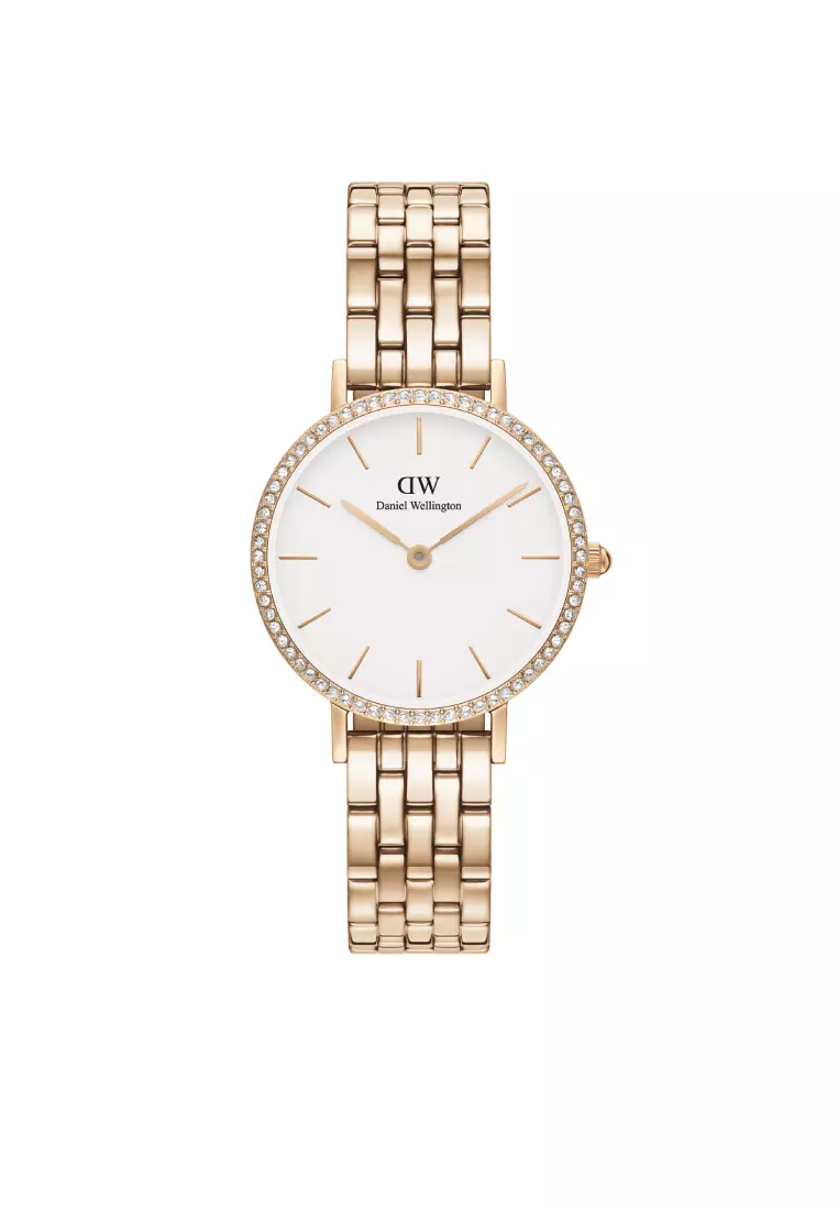 Jual Daniel Wellington Petite 28mm Bezel 5 link White Rose Gold