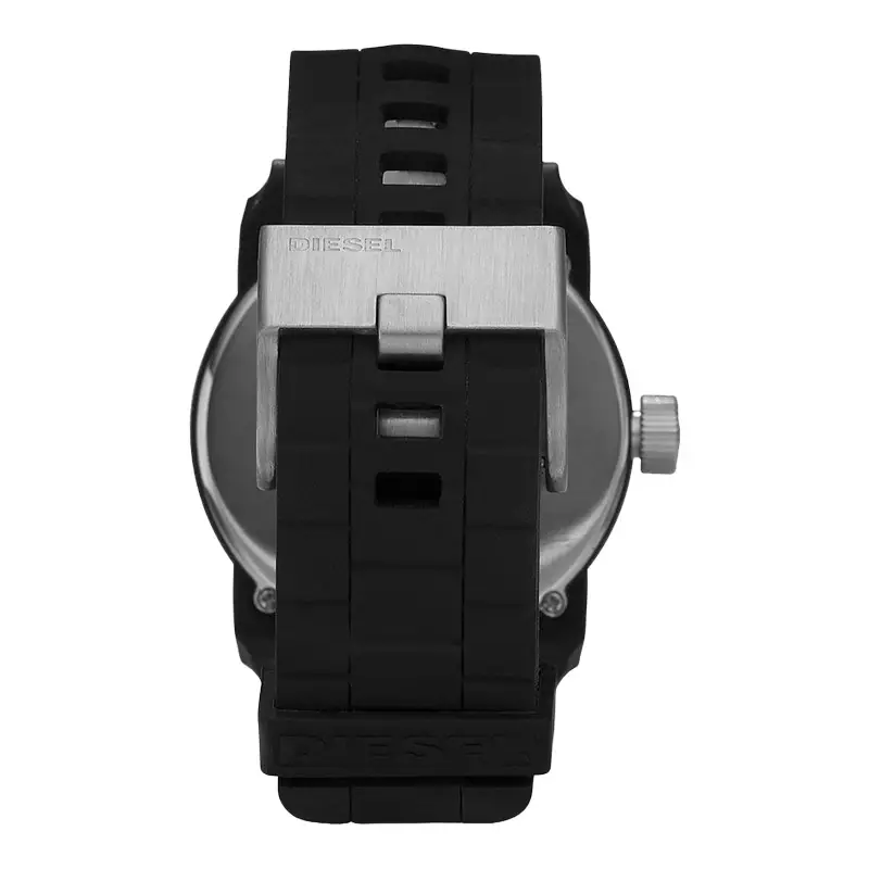 Jam Tangan Pria Diesel Double Down DZ1437 Black Dial Black Silicone Strap