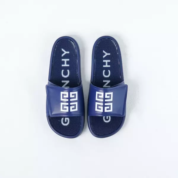 Sandal GIVENCHY 4G LOGO WHITE NAVY VELCRO RUBBER SLIDE 100% ORIGINAL