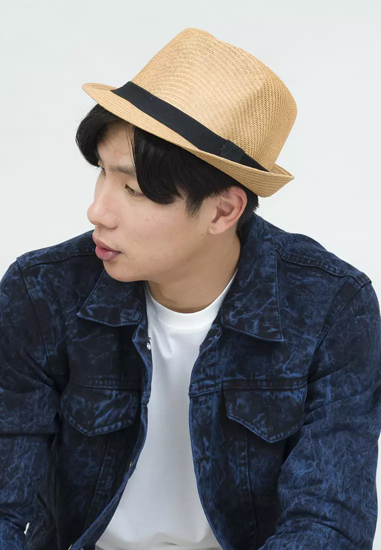 Topi fedora cowboy hat fedora ratan dark brown houseofcuff