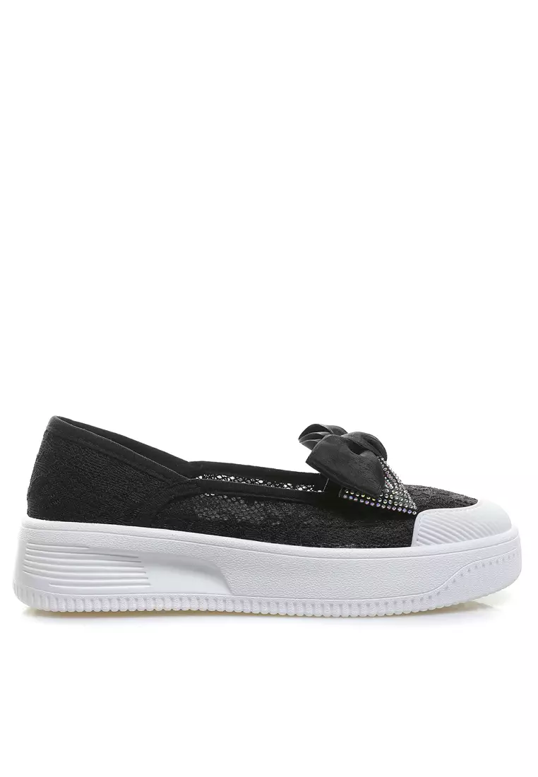 Discount on Twenty Eight Shoes  shoes - SKU: Platform Lace Mesh Bow Slip-Ons YD1997