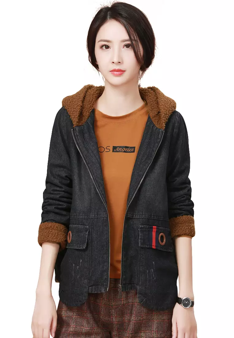 Black velvet 2024 denim jacket
